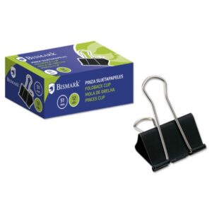 PINZA SUJETAPAPELES 51 MM. PALA ABATIBLE COLOR NEGRO BISMARK 321720 | PACK 12 UNIDADES