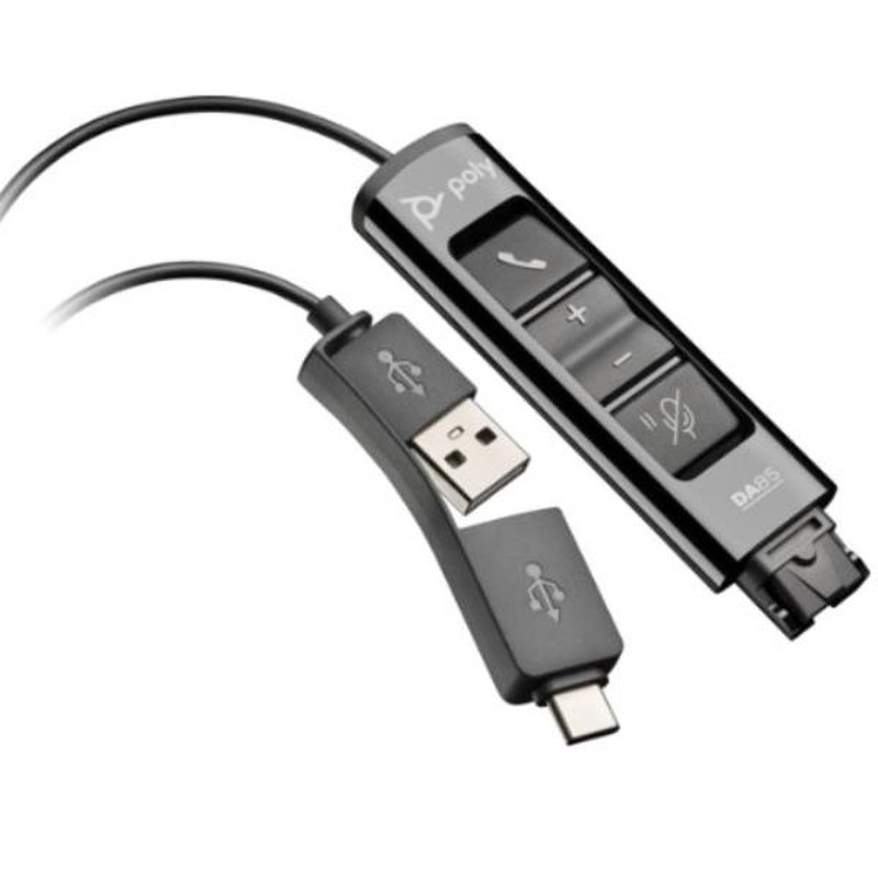 POLY Adaptador negro DA85 USB a QD compatible con TAA
