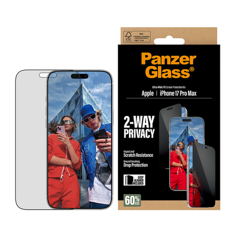 PanzerGlass ® 2-Way Privacy Screen Protector iPhone 17 Pro Max | Ultra-Wide Fit w. EasyAligner Protector de pantalla Apple 1 pieza(s) - Imagen 2