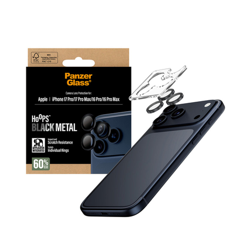 PanzerGlass ® Hoops® Camera Lens Protector Black iPhone 17 Pro | iPhone 17 Pro Max | iPhone 16 Pro | 16 Pro Max Protector de pantalla Apple 1 pieza(s) PanzerGlass ® Hoops® Camera Lens Protector Black iPhone 17 Pro | iPhone 17 Pro Max | iPhone 16 Pro | 16 Pro Max Protector de pantalla Apple 1 pieza(s) - Imagen 5