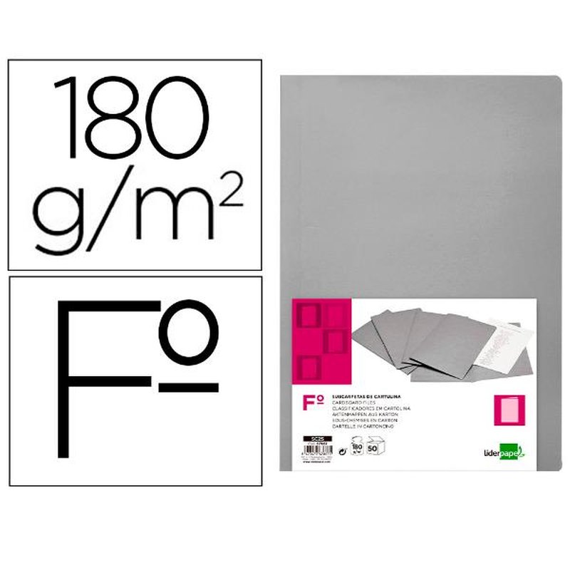 SUBCARPETA FOLIO GRIS 180G/M2 | PACK 50 UNIDADES SUBCARPETA FOLIO GRIS 180G/M2 | PACK 50 UNIDADES