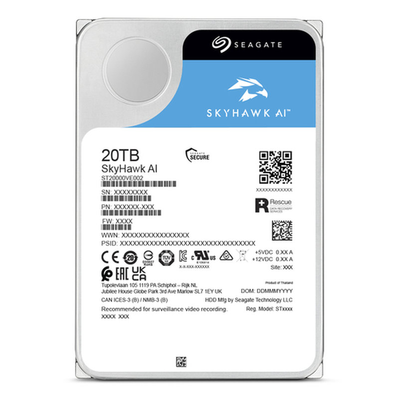 Seagate SkyHawk AI HDD 20T 512MB 7.2K 3.5 SATA6G disco duro interno 20 GB - Imagen 4