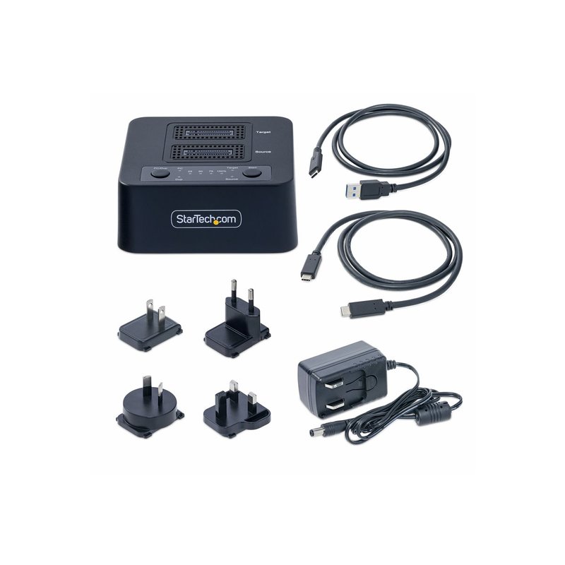StarTech.com Dock Duplicador Clonador Autónomo 1:1 de Unidad SSD NVMe M.2 - 90GBpm - USB-C 3.2 de 20Gbps - Docking Station USB Tipo C de 2 Bahías - Incluye Cables USB-C/USB-A