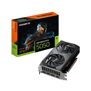 GIGABYTE GeForce RTX 5050 WINDFORCE OC 8G Tarjeta Gráfica - 8GB GDDR6, 128bit, PCI-E 5.0, 2587MHz Frecuencia del núcleo, 2 x DP, 2 x HDMI, NVIDIA DLSS 4, GV-N5050WF2OC-8GD