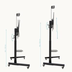 TooQ “AQUILES” Soporte de Suelo con Ruedas con Regulación de Altura para Pantallas 60"-100", Negro