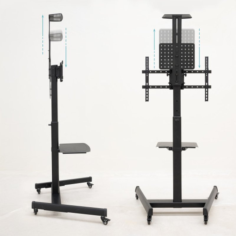 TooQ “COMETA” Soporte de Suelo con Ruedas con Regulación de Altura para Pantallas 37"- 70", Rotación 90°, Negro - Imagen 4