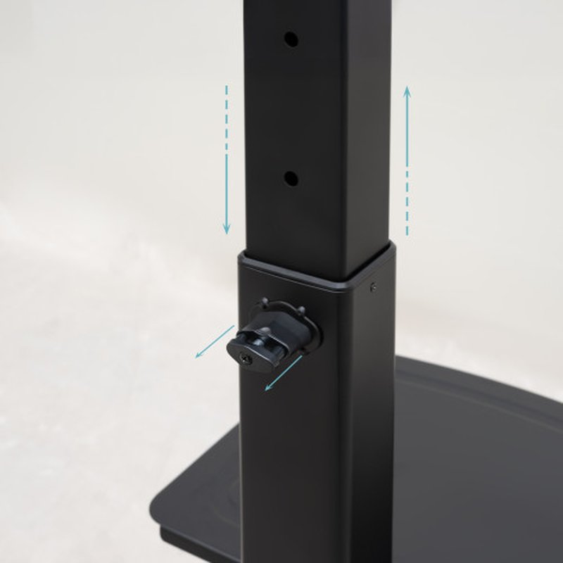 TooQ “COMETA” Soporte de Suelo con Ruedas con Regulación de Altura para Pantallas 37"- 70", Rotación 90°, Negro - Imagen 5