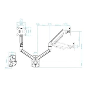 TooQ LP1434TNR-B soporte para monitor 86,4 cm (34") Escritorio Blanco