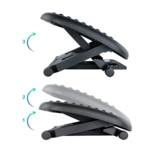 TooQ Reposapiés Ajustable en Altura e Inclinación, Negro TooQ Reposapiés Ajustable en Altura e Inclinación, Negro