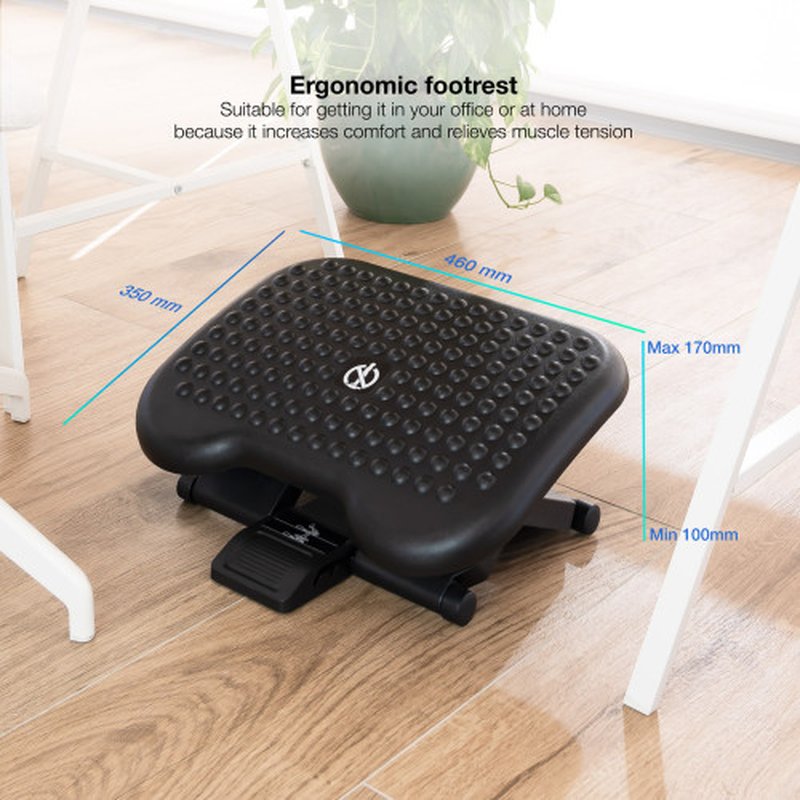 TooQ Reposapiés Ajustable en Altura e Inclinación, Negro TooQ Reposapiés Ajustable en Altura e Inclinación, Negro - Imagen 3