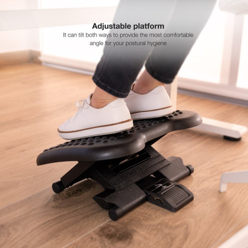 TooQ Reposapiés Ajustable en Altura e Inclinación, Negro TooQ Reposapiés Ajustable en Altura e Inclinación, Negro - Imagen 6