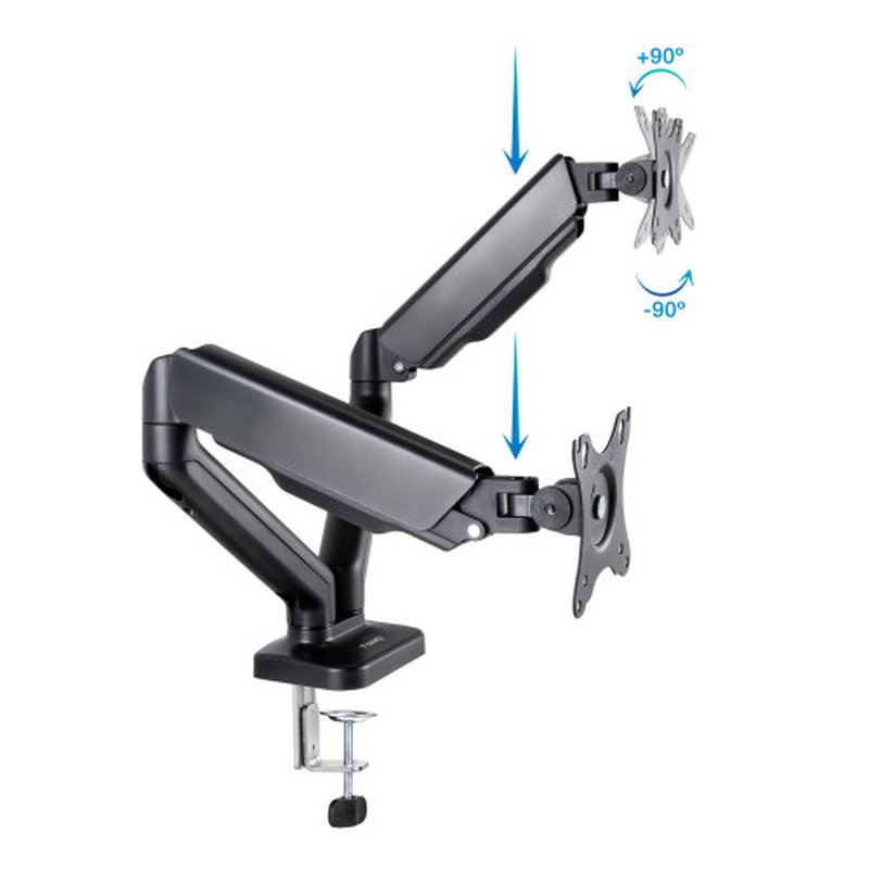 TooQ Soporte de Mesa para 2 Pantallas 17"-32", Negro - Imagen 2