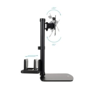 TooQ Soporte de mesa para pantallas 17”-27” con soporte integrado para CPU Ligera