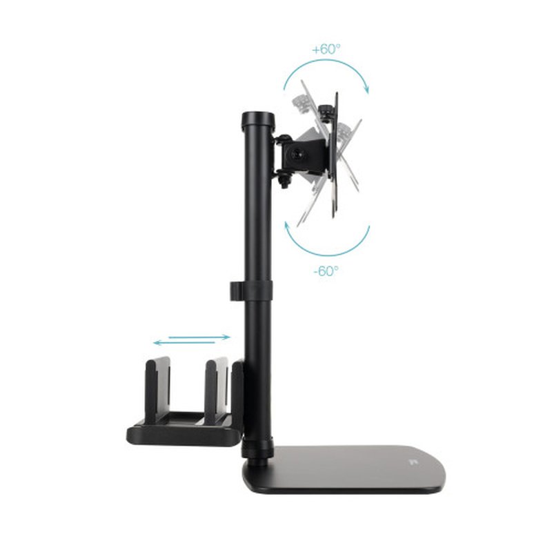 TooQ Soporte de mesa para pantallas 17”-27” con soporte integrado para CPU Ligera - Imagen 3