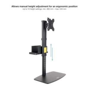 TooQ Soporte de mesa para pantallas 17”-27” con soporte integrado para CPU Ligera