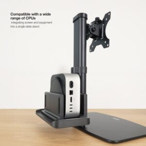 TooQ Soporte de mesa para pantallas 17”-27” con soporte integrado para CPU Ligera
