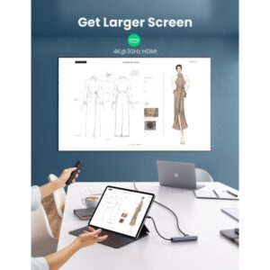 Ugreen 10919 base para portátil y replicador de puertos Alámbrico USB 3.2 Gen 1 (3.1 Gen 1) Type-C Gris