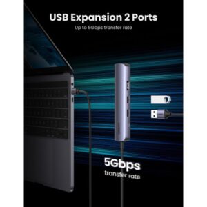 Ugreen 10919 base para portátil y replicador de puertos Alámbrico USB 3.2 Gen 1 (3.1 Gen 1) Type-C Gris
