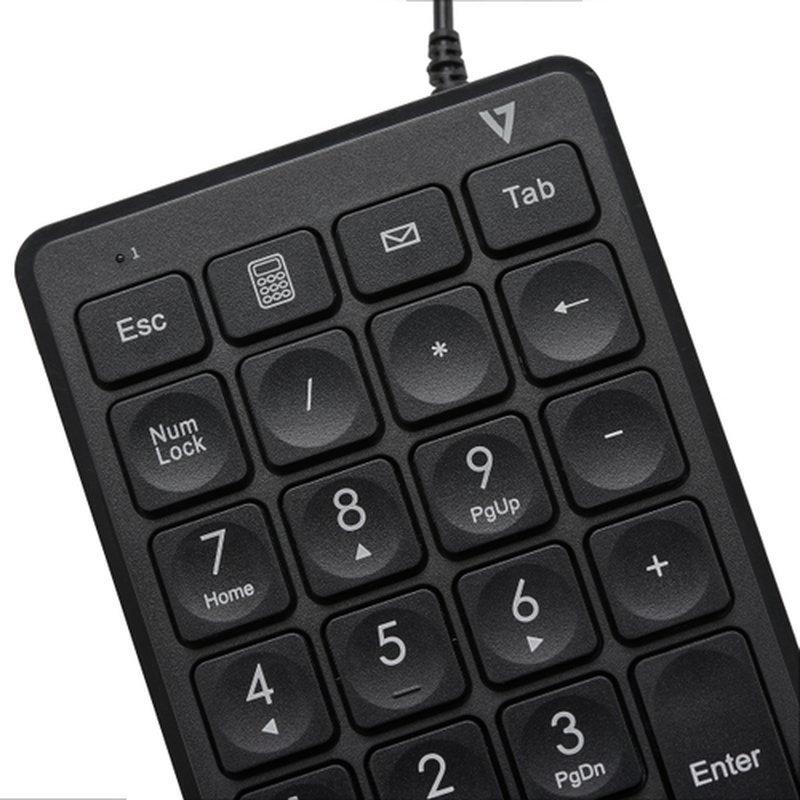 V7 Teclado numérico con cable USB KP350 de - 22 teclas - Teclas de acceso rápido de calculadora, tabulación, retroceso - Cable de 6 pies - USB tipo A - Teclado, ordenador portátil, laptop - Negro - Chrome OS - Windows - MacOS - Número V7 Teclado numérico con cable USB KP350 de - 22 teclas - Teclas de acceso rápido de calculadora, tabulación, retroceso - Cable de 6 pies - USB tipo A - Teclado, ordenador portátil, laptop - Negro - Chrome OS - Windows - MacOS - Número - Imagen 2