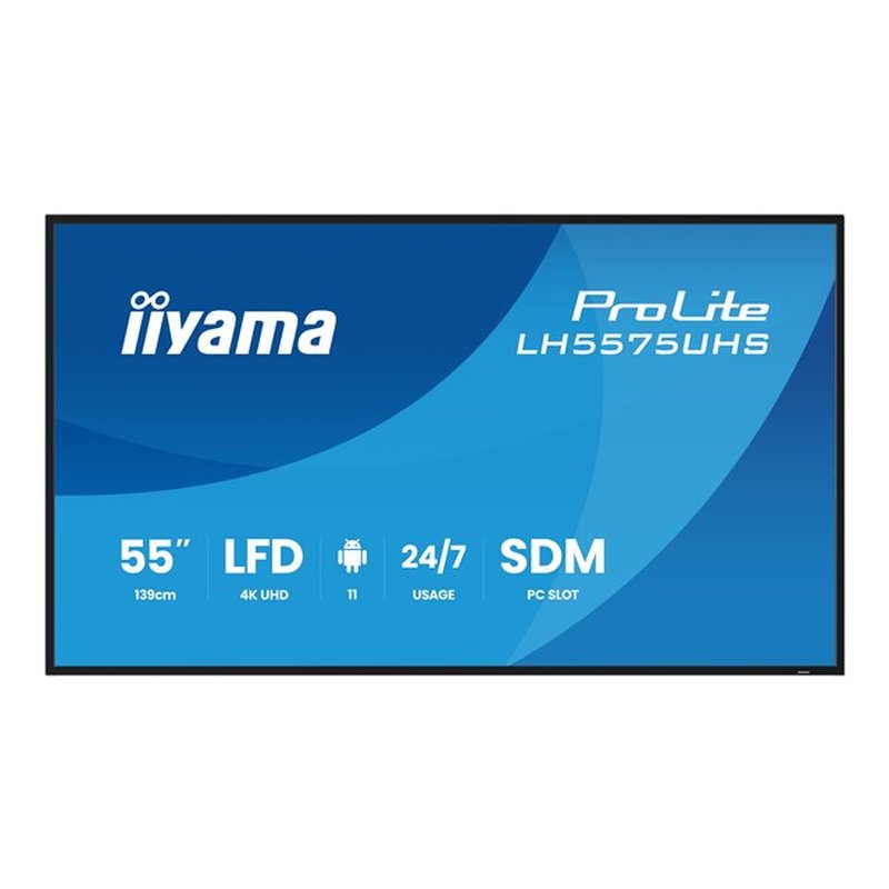 iiyama LH5575UHS-B2AG pantalla de señalización Pantalla plana para señalización digital 138,7 cm (54.6") LCD Wifi 500 cd / m² 4K Ultra HD Negro Procesador incorporado Android 11 24/7 iiyama LH5575UHS-B2AG pantalla de señalización Pantalla plana para señalización digital 138,7 cm (54.6") LCD Wifi 500 cd / m² 4K Ultra HD Negro Procesador incorporado Android 11 24/7