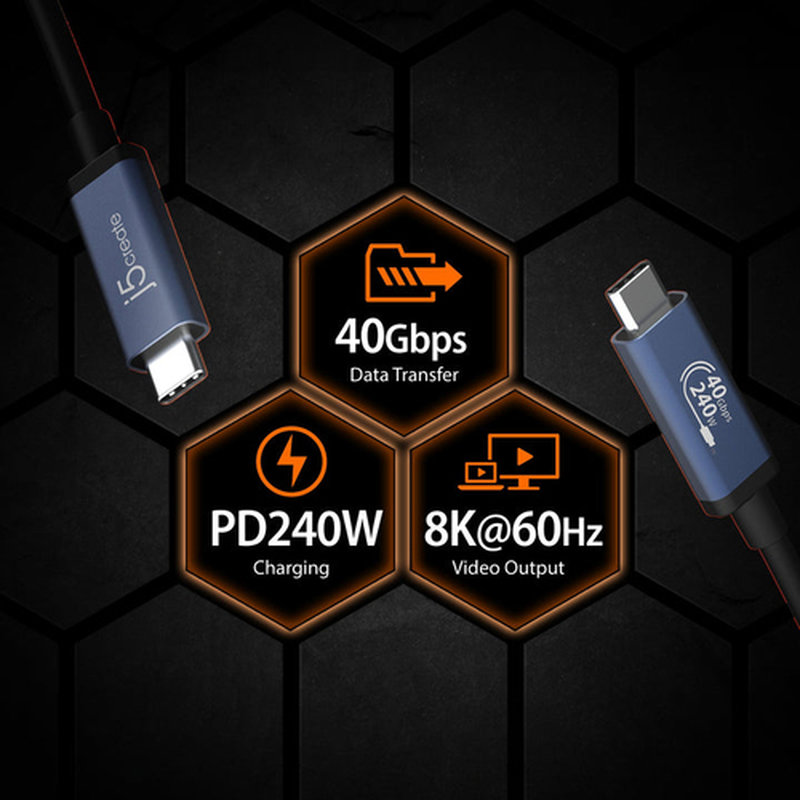 j5create Cable USB Tipo-C® de 40 Gbps y 240 W - Imagen 6