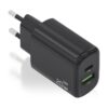 AISENS Cargador GaN 20W, 1xUSB-C PD3.0, 1xUSB-A QC3.0, Negro
