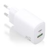 AISENS Cargador GaN 25W, 1xUSB-C PD3.0, 1xUSB-A QC3.0, Blanco