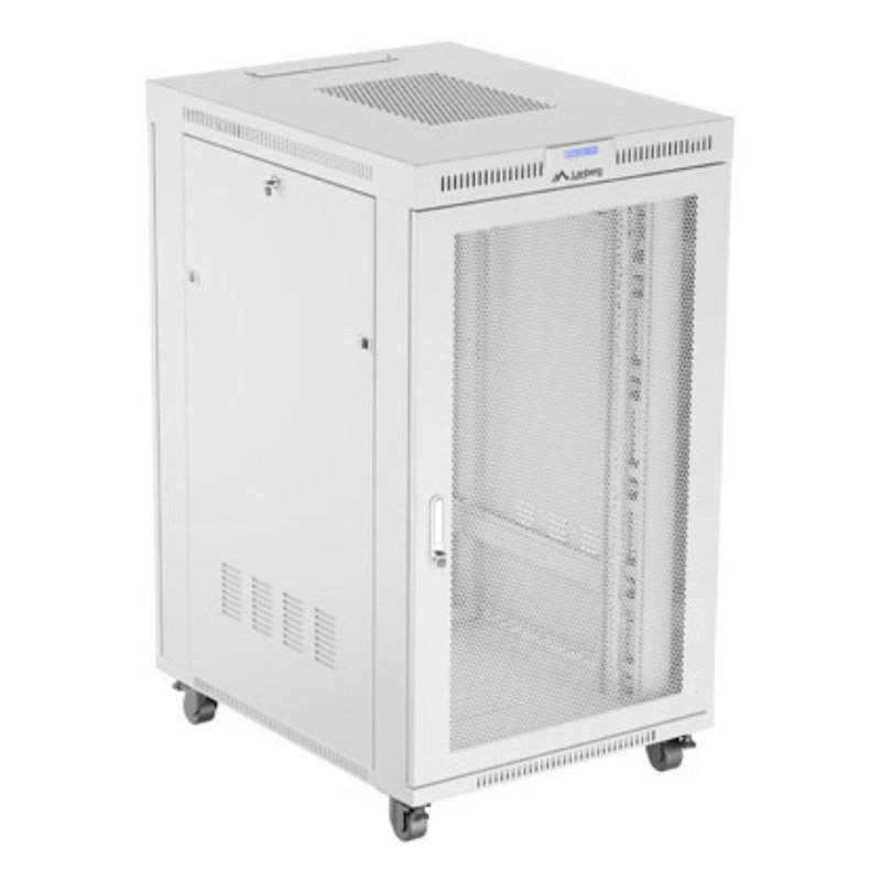 ARMARIO LANBERG RACK 19" 27U 800X1000 FLAT PACK GRIS PUERTA PERFORADA CON LCD