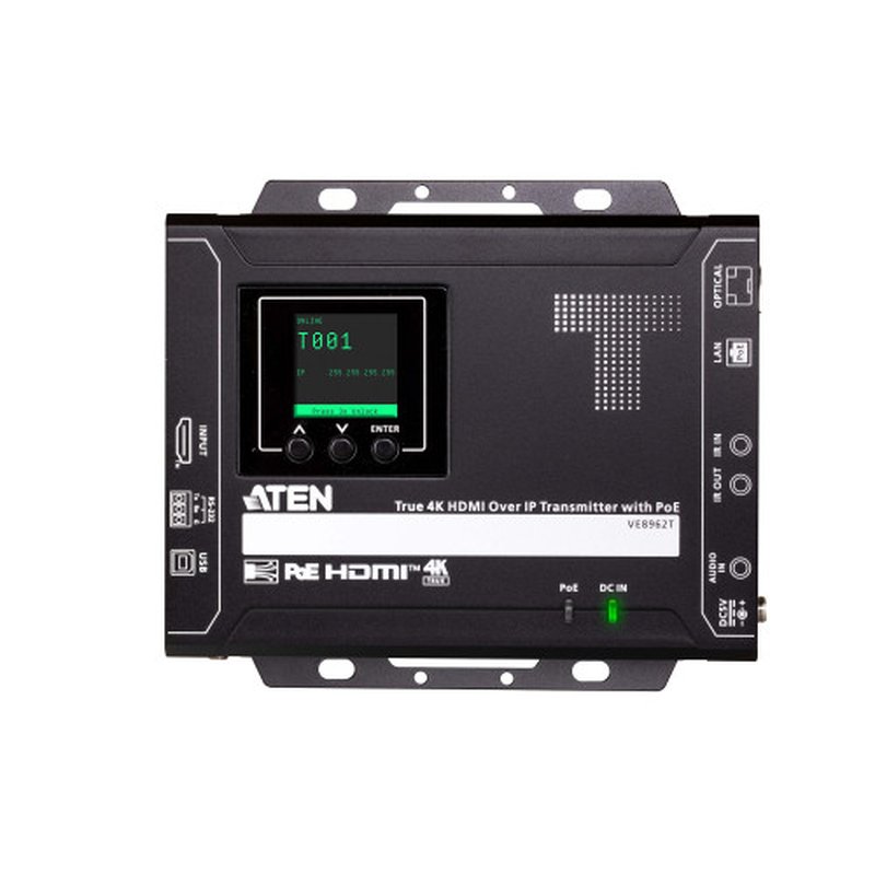 ATEN PREMIUM MODEL (CONSULTAR) TRUE 4K HDMI OVER IP TRANSMITTER WITH POE, USB PERIPHERAL SUPPORT AND IR / RS-232 / ETHERNET (WEBGUI) CONTROL AND DAISY-CHAINABLE (VE8962T-AT-G) - Imagen 4