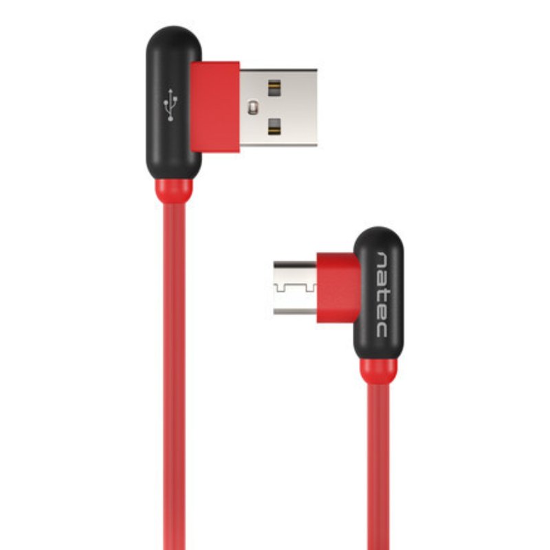 CABLE NATEC USB-C MACHO A USB-A 2.0 MACHO 1M CONECTORES EN ANGULO ROJO EN CAJA