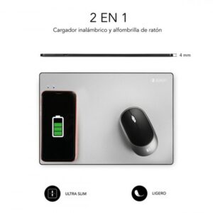 CARGADOR SUBBLIM MOUSEPAD WIRELESS CHARGER ALUMINUM SILVER 10W