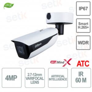 (DH-IPC-HFW7442HP-Z-2712F-DC12AC24V-ATC-X) DAHUA CAMARA IP BULLET SERIE 7, 4MP, IR 60M, DETECCION INTELIGENTE CON META DATOS, CONTEO DE PERSONAS, DEEP LEARNING, GESTION DE PARKING, ANPR, ALARMA, SOPORTA MICROSD HASTA 1TB, IP67, IK10, VARIFOCAL 2.7-12