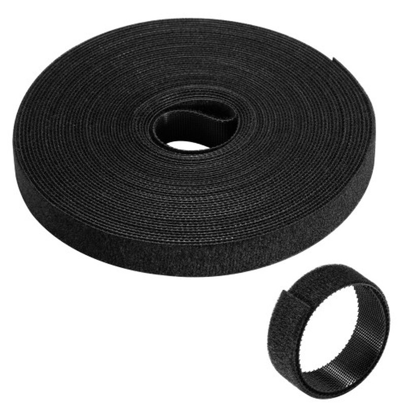 EWENT ROLLO DE BRIDA NYLON HOOP -LOOP REUTILIZABLE TIPO VELCRO 15MM X 10M, 97-15MM, NEGRO