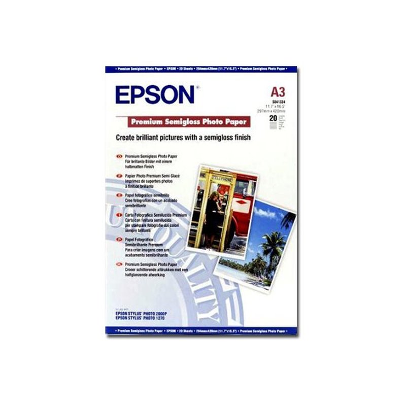 Epson Premium Semigloss Photo Paper, DIN A3, 251 g/m², 20 hojas