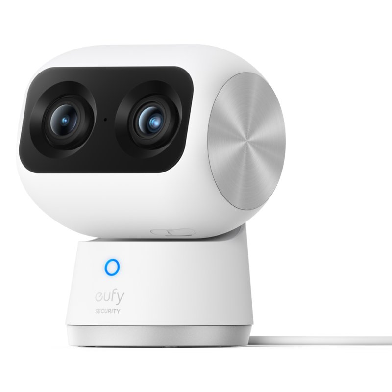 Eufy Security Indoor Cam S350, cámara doble, cámara de seguridad con resolución 4K UHD, zoom de 8× y PTZ de 360°, IA para personas y mascotas, ideal para monitor de bebé/cámara para mascotas/seguridad del hogar, Wi-Fi de doble banda