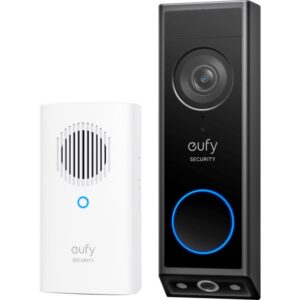 Eufy Security Video Doorbell E340, cámara doble con sistema de control de entregas, 2K Full HD y visión nocturna a color, por cable o con batería, timbre inalámbrico, almacenamiento local ampliable hasta 128 GB, sin cuotas mensuales