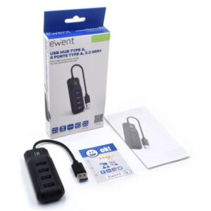 Ewent EW1138 hub de interfaz USB 3.2 Gen 1 (3.1 Gen 1) Type-A 5000 Mbit/s Negro Ewent EW1138 hub de interfaz USB 3.2 Gen 1 (3.1 Gen 1) Type-A 5000 Mbit/s Negro