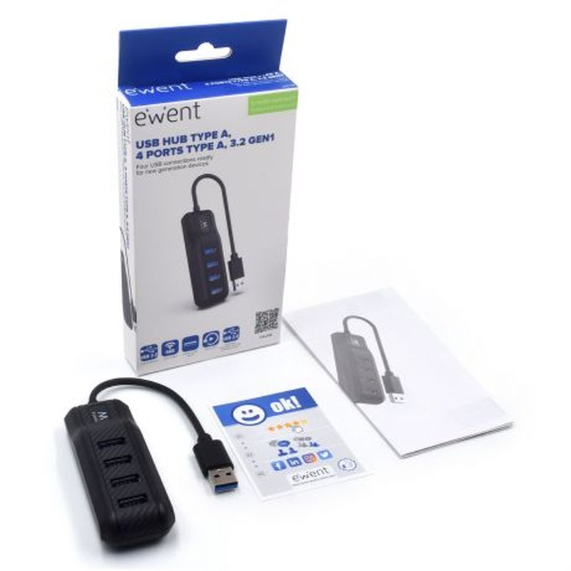 Ewent EW1138 hub de interfaz USB 3.2 Gen 1 (3.1 Gen 1) Type-A 5000 Mbit/s Negro Ewent EW1138 hub de interfaz USB 3.2 Gen 1 (3.1 Gen 1) Type-A 5000 Mbit/s Negro - Imagen 6