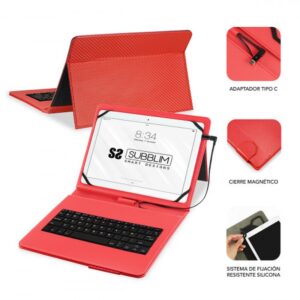 FUNDA TABLET SUBBLIM KEYTAB PRO USB 10,1" RED