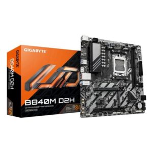GIGABYTE B840M D2H Placa base - Procesadores AMD Ryzen 9000, VRM de 5+2+2 fases, hasta 7600 MHz DDR5, 1xPCIe 4.0 + 1xPCIe 3.0 M.2, LAN 2.5GbE, USB 3.2 Gen 1