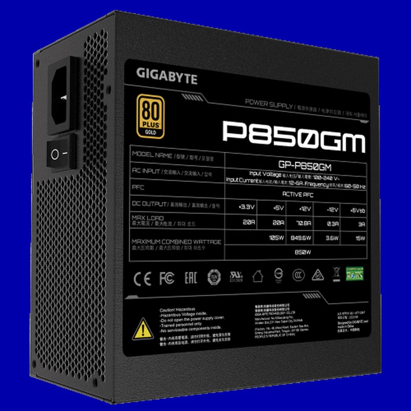 Gigabyte P850GM unidad de fuente de alimentación 850 W 20+4 pin ATX ATX Negro - Imagen 2