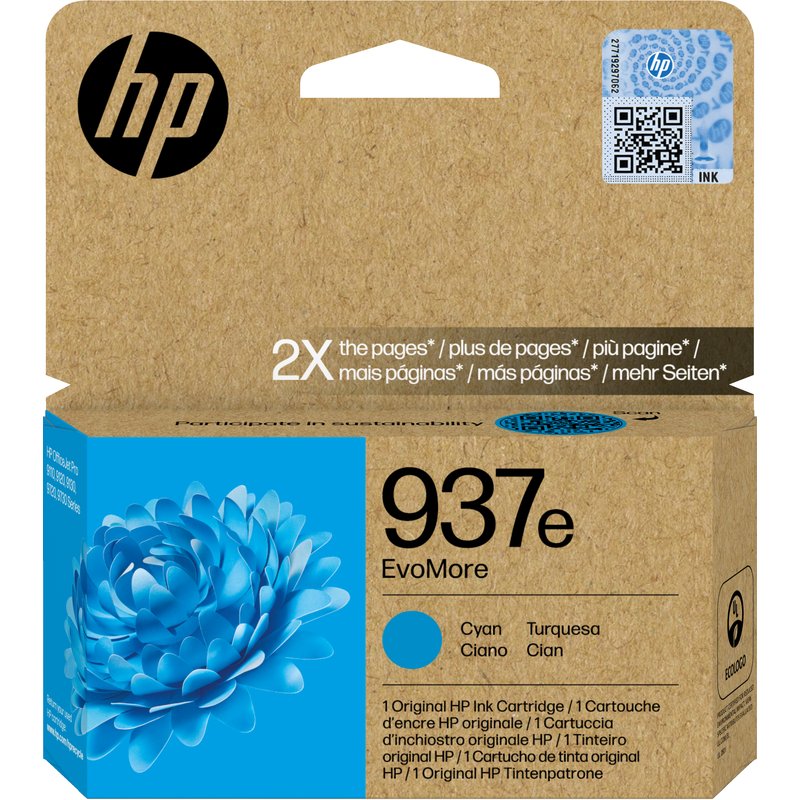 HP Cartucho de Tinta Original EvoMore 937e cian HP Cartucho de Tinta Original EvoMore 937e cian