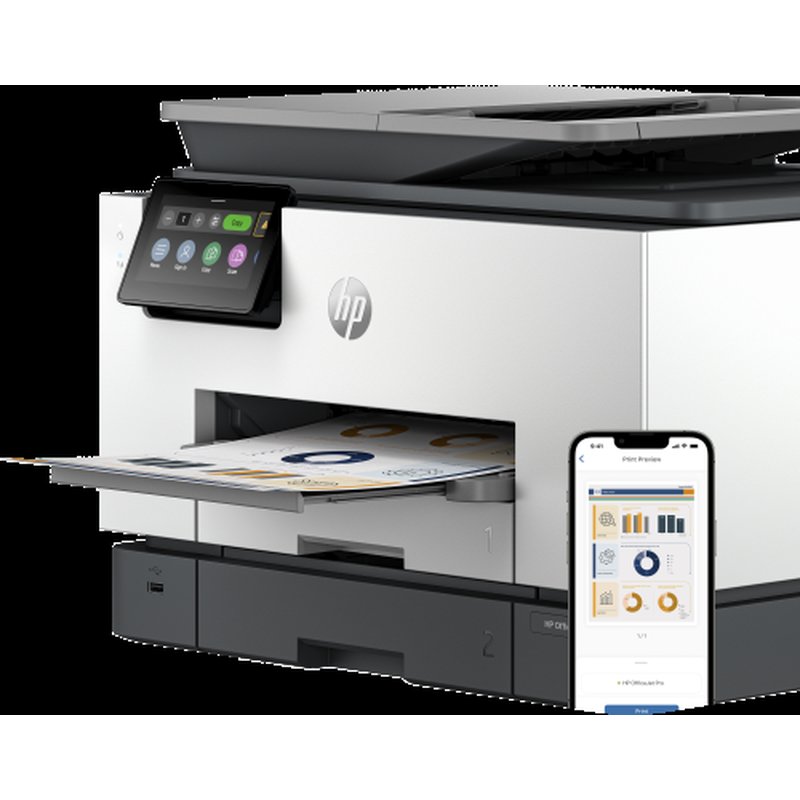 HP OfficeJet Pro Impresora multifunción 9130b, Color, Impresora para Pequeñas y medianas empresas, Imprima, copie, escanee y envíe por fax, Conexión inalámbrica; Impresión desde móvil o tablet; Alimentador automático de documentos; Impresión a doble cara; Escaneado a doble cara; Escanear a correo electrónico; Escanear a PDF; Fax; Puerto frontal de unidad flash USB; Pantalla táctil HP OfficeJet Pro Impresora multifunción 9130b, Color, Impresora para Pequeñas y medianas empresas, Imprima, copie, escanee y envíe por fax, Conexión inalámbrica; Impresión desde móvil o tablet; Alimentador automático de documentos; Impresión a doble cara; Escaneado a doble cara; Escanear a correo electrónico; Escanear a PDF; Fax; Puerto frontal de unidad flash USB; Pantalla táctil - Imagen 3