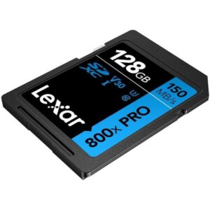 LEXAR 128GB PROFESSIONAL 800X PRO SDXC UHS-I CARDS, UP TO 150MB/S READ 45MB/S WRITE C10 V30 U3