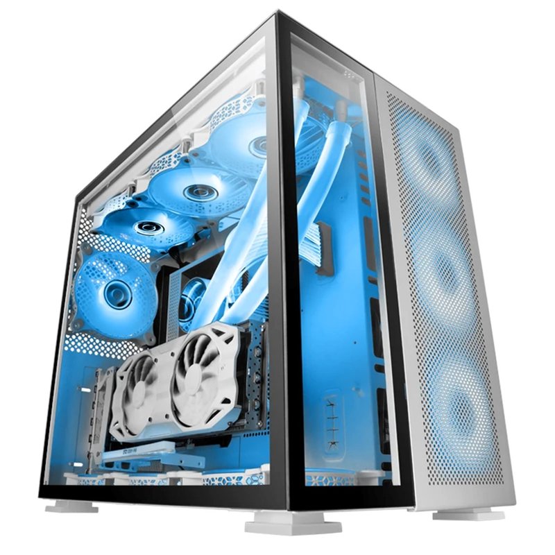 Mars Gaming MC-Nova, Torre Gaming Custom XXL E-ATX Aluminio, Doble Ventana Completa Cristal Templado, Estructura Modular Doble Cámara, USB-C