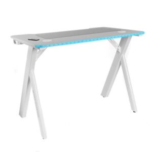 Mars Gaming MGD100RGB, Mesa Gaming Ergonómica RGB, Alfombrilla XXL, Soporte Auriculares y Bebida, Escritorio PC, 100x60cm, Blanco