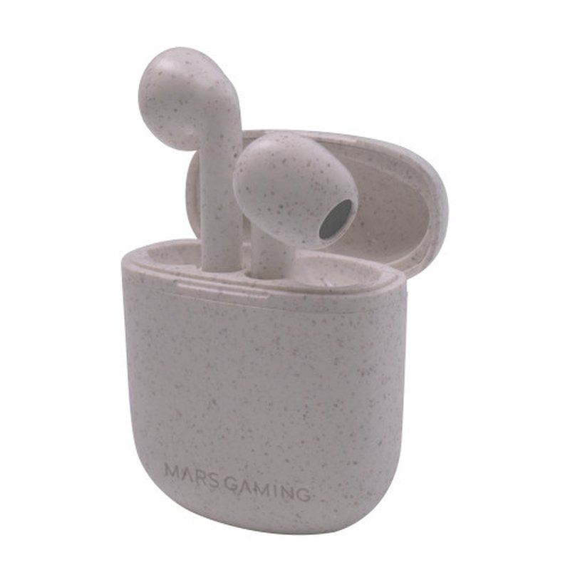 Mars Gaming MHI-ECO, Auriculares Inalámbricos TWS Ecológicos, Bluetooth 5.1, Micrófono, Material Orgánico Wheat Straw