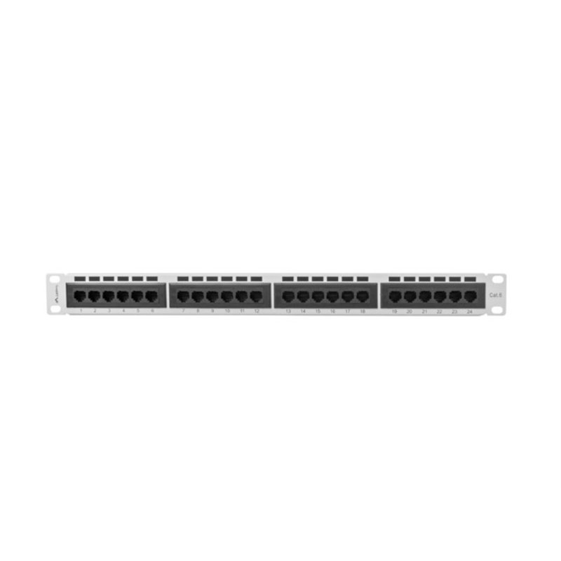 PATCH PANEL LANBERG CAT.6 UTP 24 PUERTOS 1U RACK 19" GRIS
