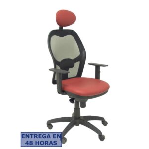 PIQUERAS Y CRESPO Silla Jorquera malla negra asiento similpiel granate con cabecero fijo