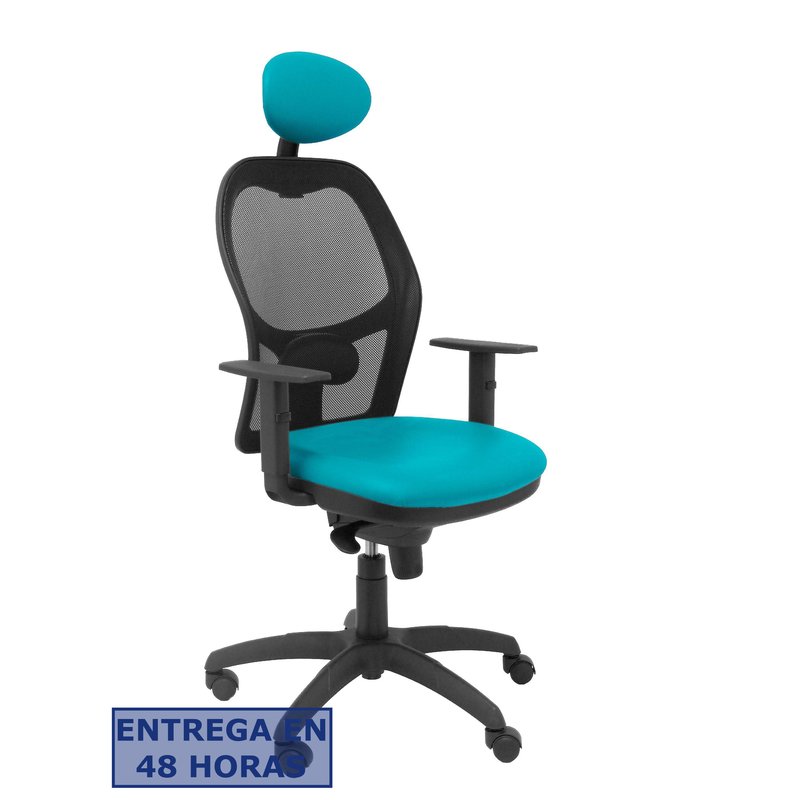 PIQUERAS Y CRESPO Silla Jorquera malla negra asiento similpiel verde con cabecero fijo